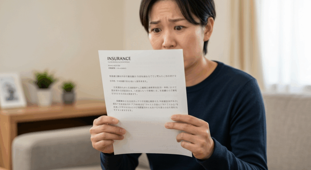 書類を見て驚く女性