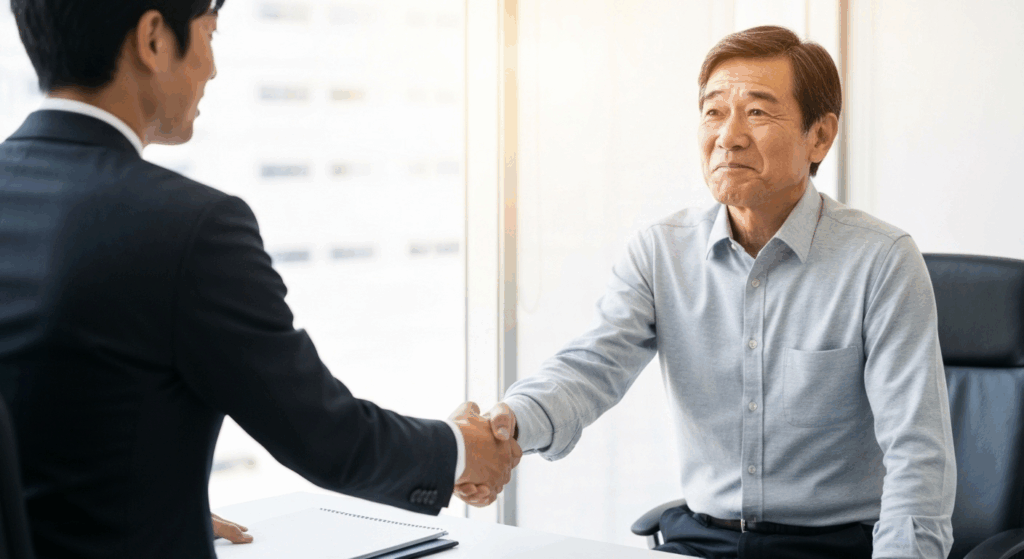 握手をする男性