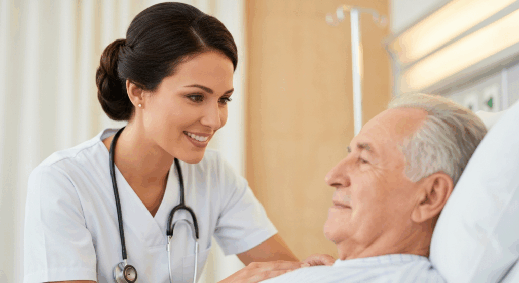 看護師と患者の男性