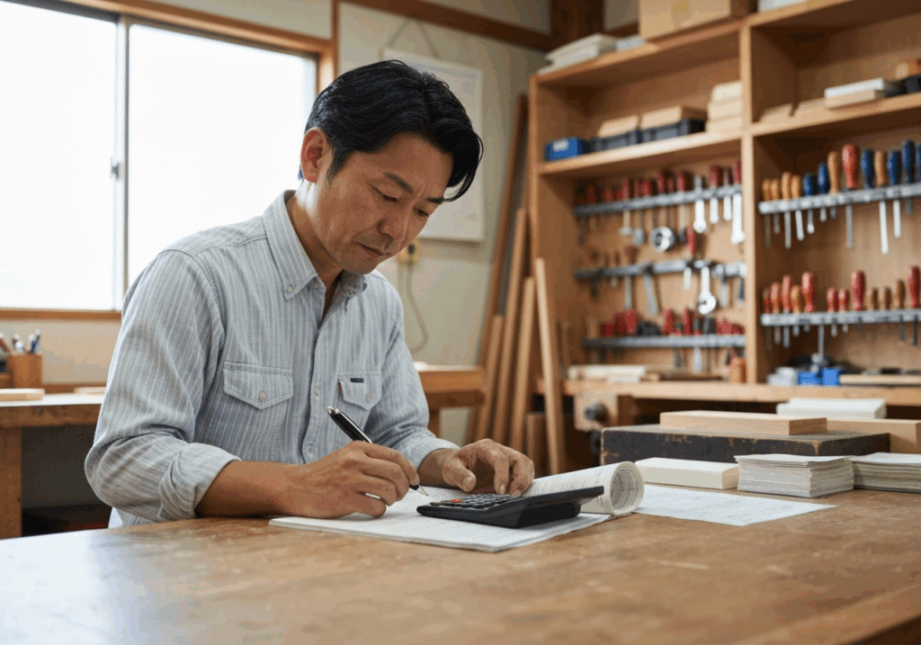 書類に書く男性