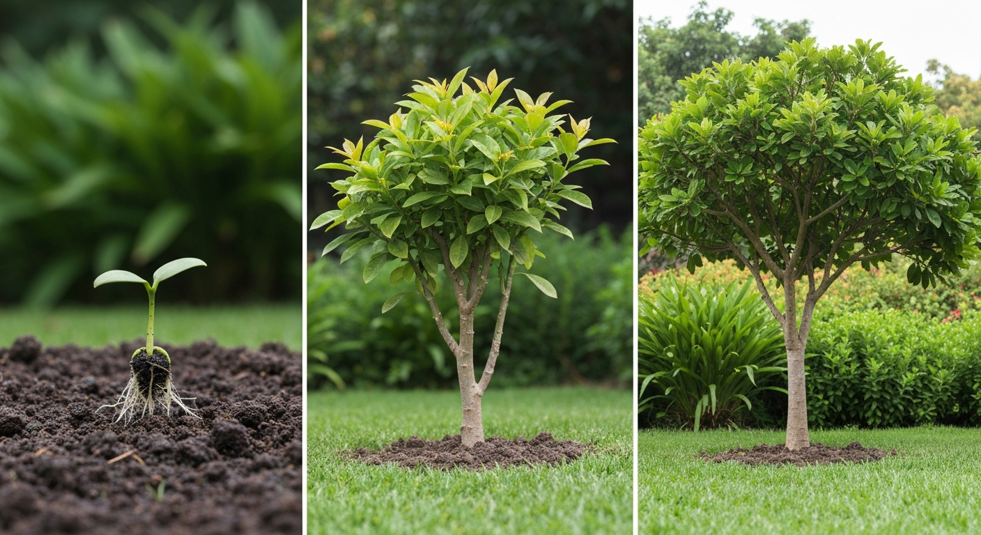 木の成長する3カットの写真