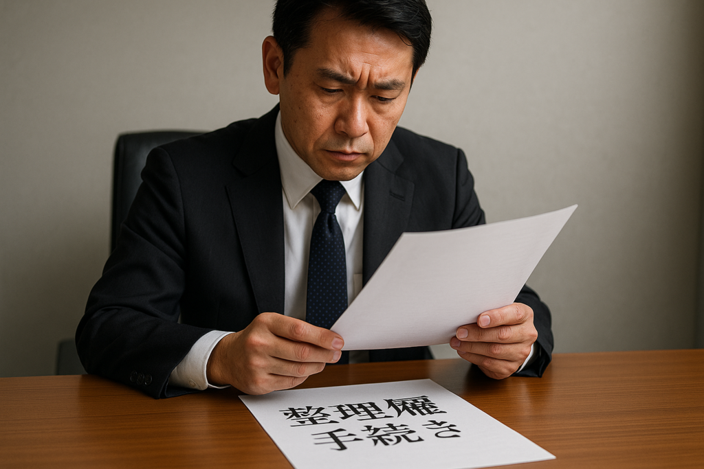 書類を見て悩む男性